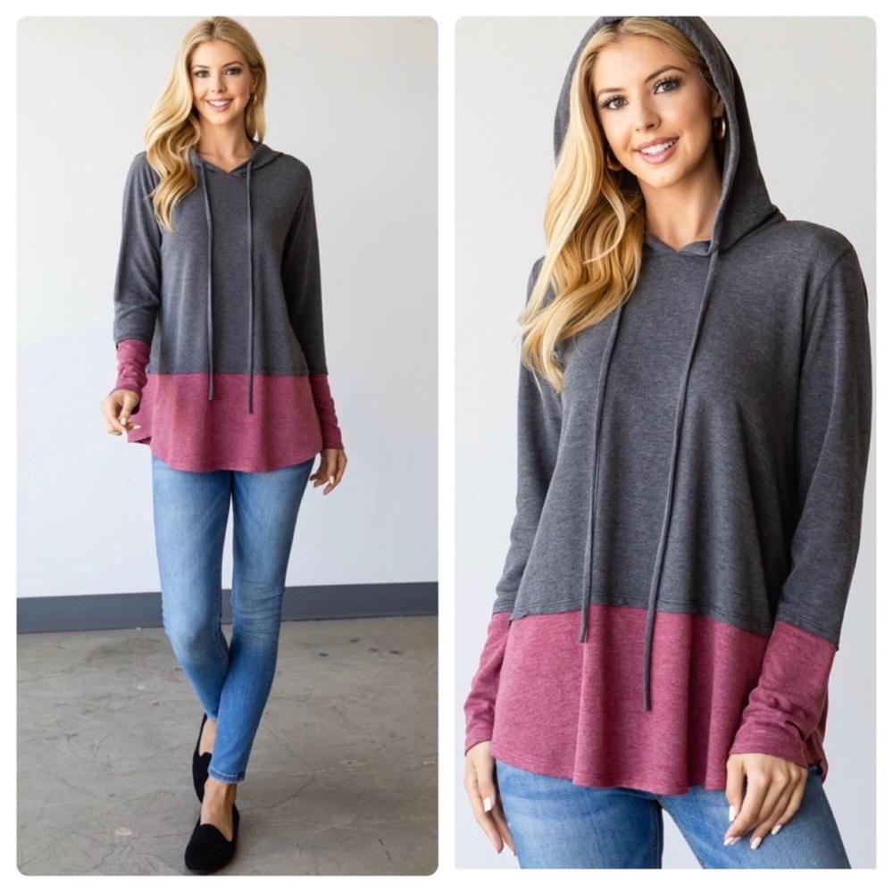 Boutique. NWT. Lightweight color block hoodie. S, M, L